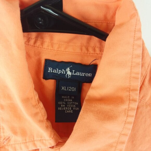 Ralph Lauren Orange Button Down Shirt Short Sleeve Women's Size XL - Picture 3 of 3